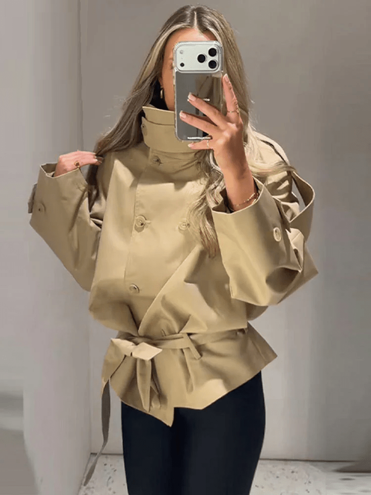 Giacca Trench Utility con Collo Alto