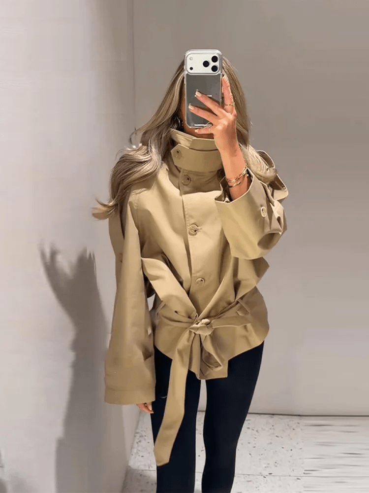 Giacca Trench Utility con Collo Alto