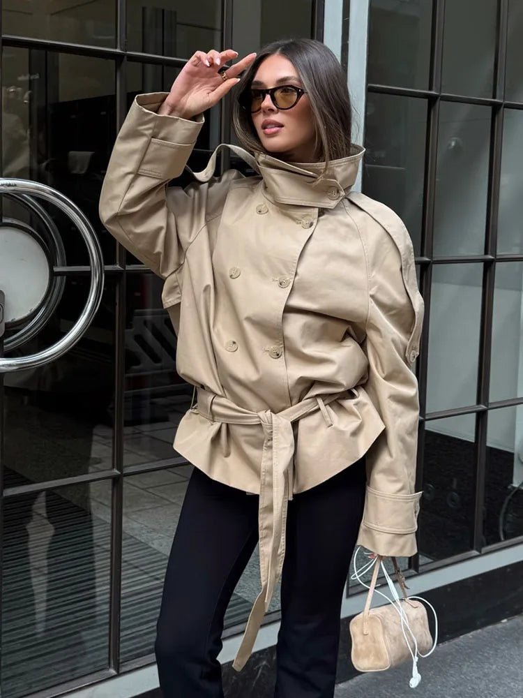 Giacca Trench Utility con Collo Alto