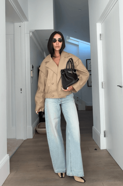 Classic Double Breasted Faux Leather Coat