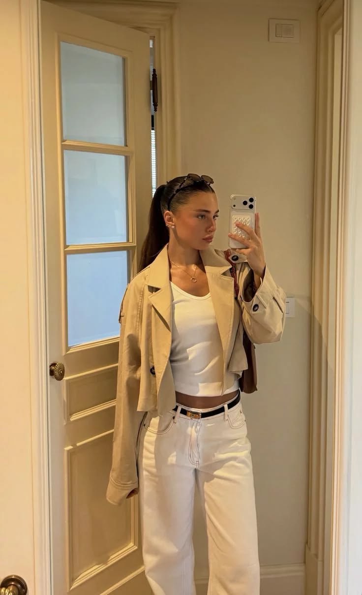 Cropped Double Breasted Trench Coat