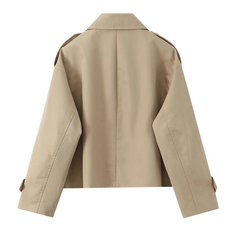 Cropped Double Breasted Trench Coat