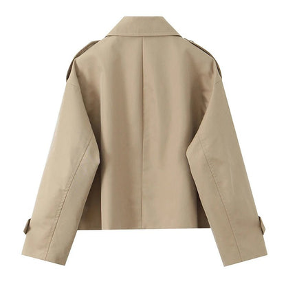 Cropped Double Breasted Trench Coat