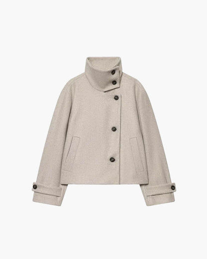 Rose Buckle Stand Collar Coat