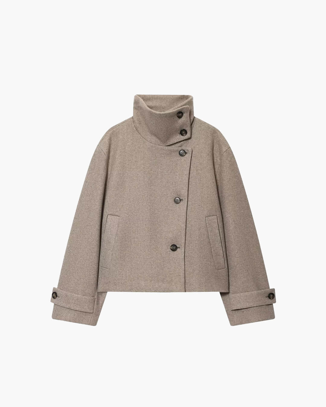 Rose Buckle Stand Collar Coat