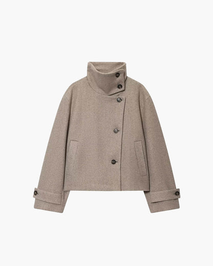 Rose Buckle Stand Collar Coat