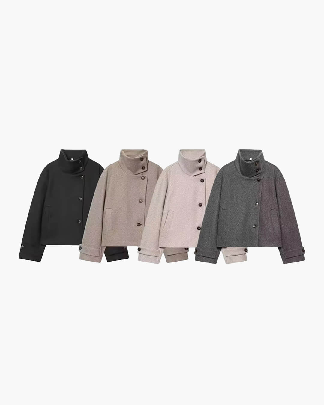 Rose Buckle Stand Collar Coat