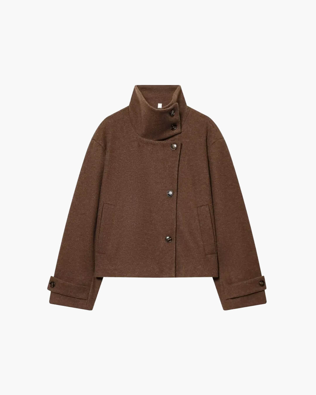 Rose Buckle Stand Collar Coat