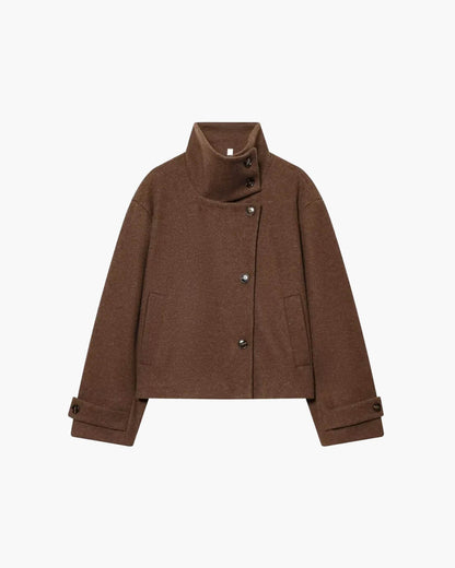 Rose Buckle Stand Collar Coat