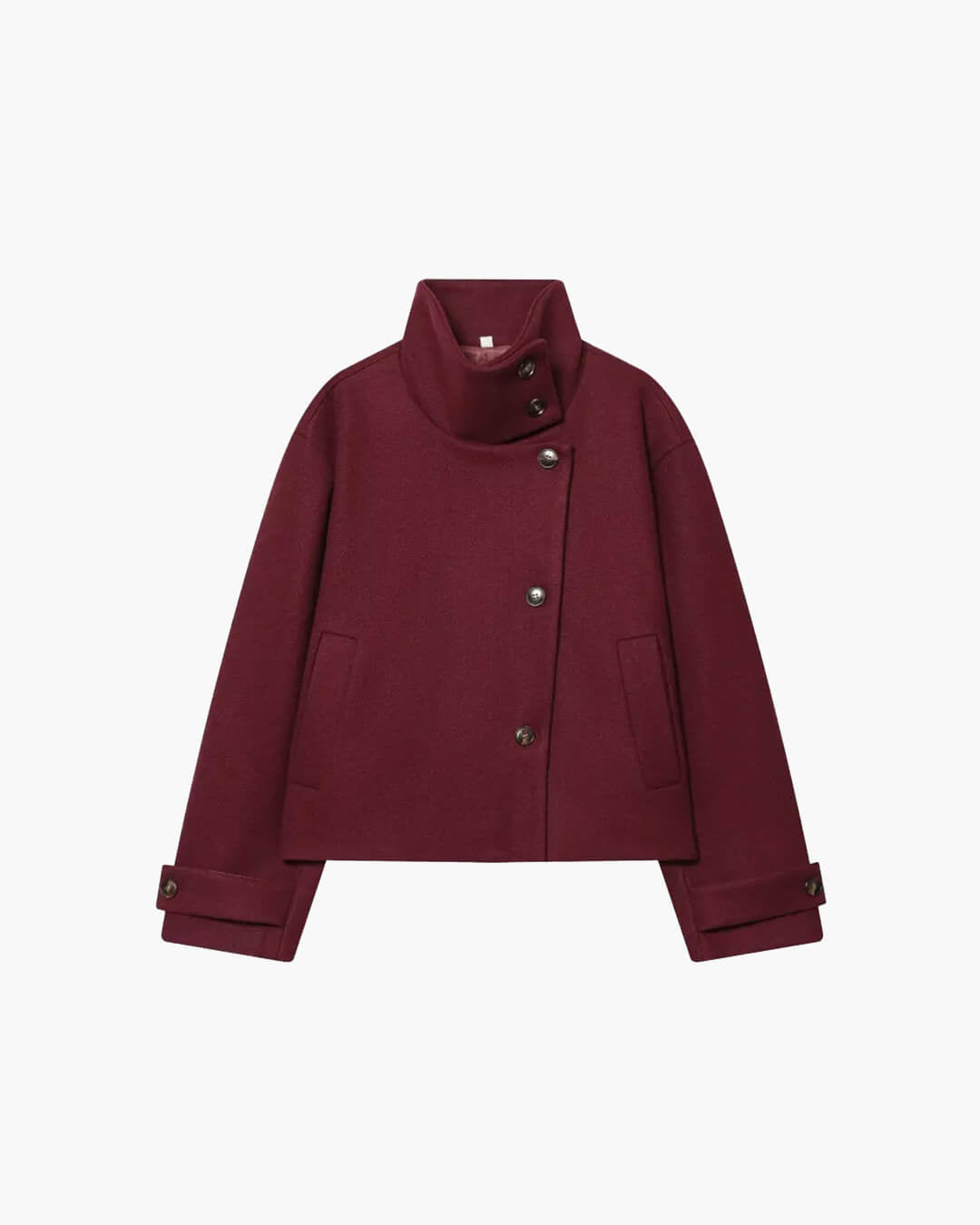Rose Buckle Stand Collar Coat