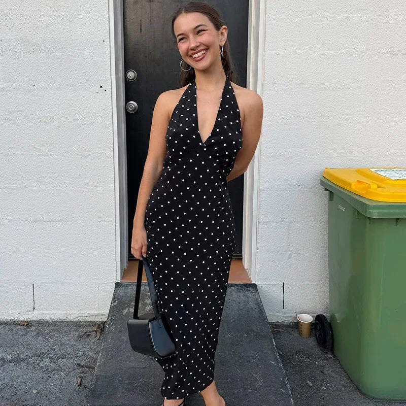 Keira Maxikleid mit Polka-Dots und Neckholder