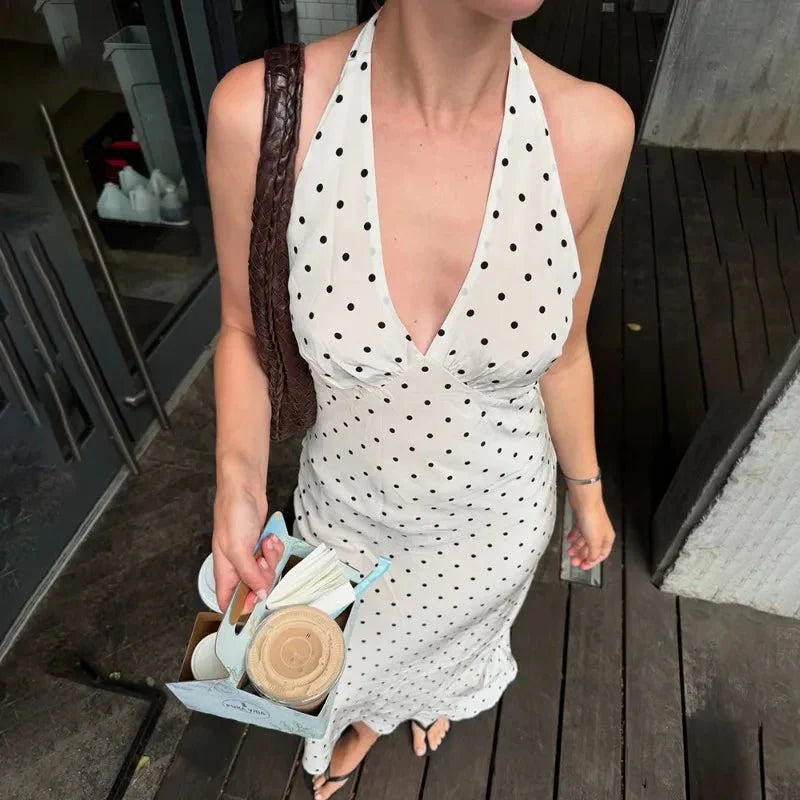 Keira Maxikleid mit Polka-Dots und Neckholder