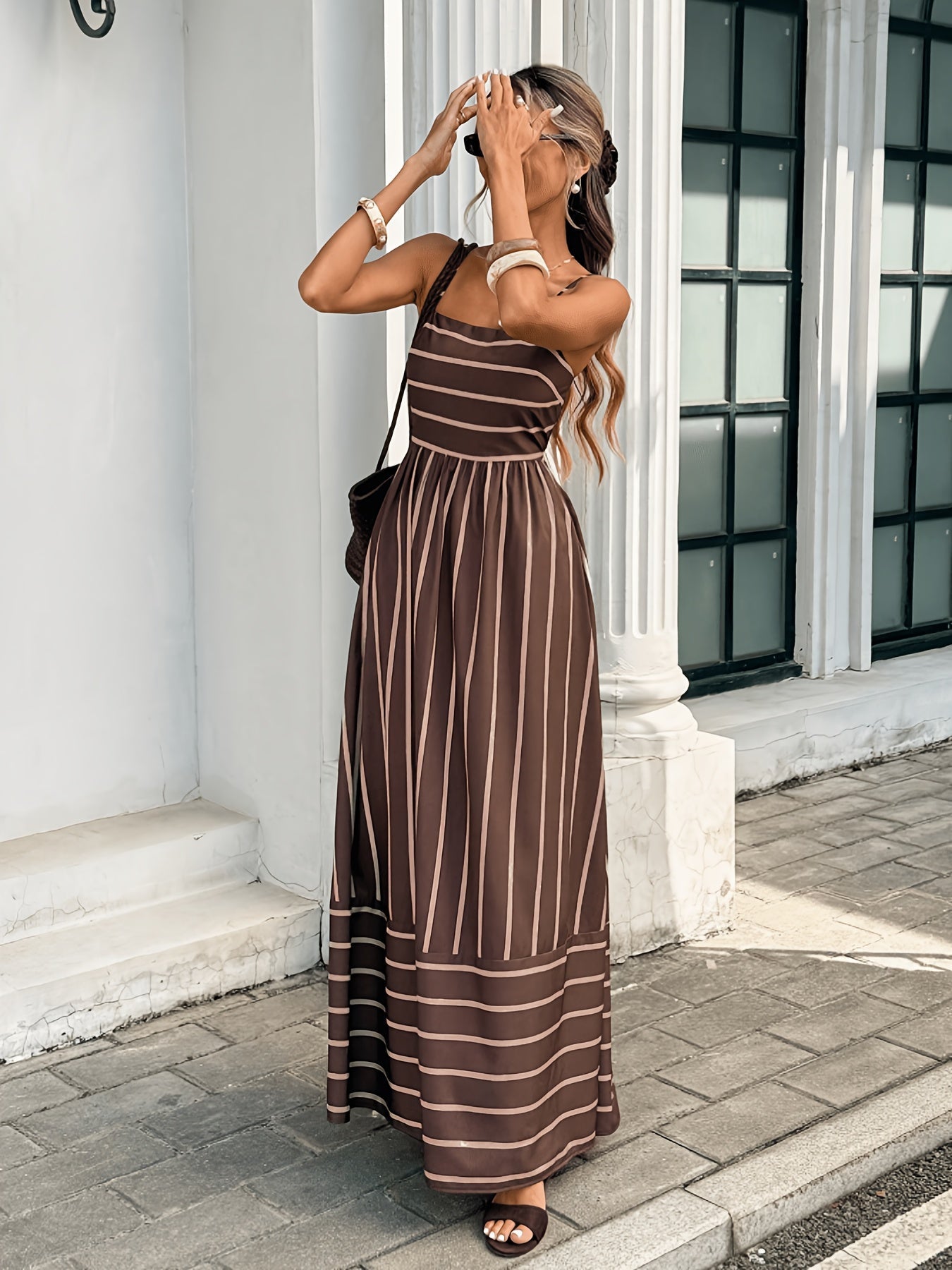 Abito sottoveste in lino a righe