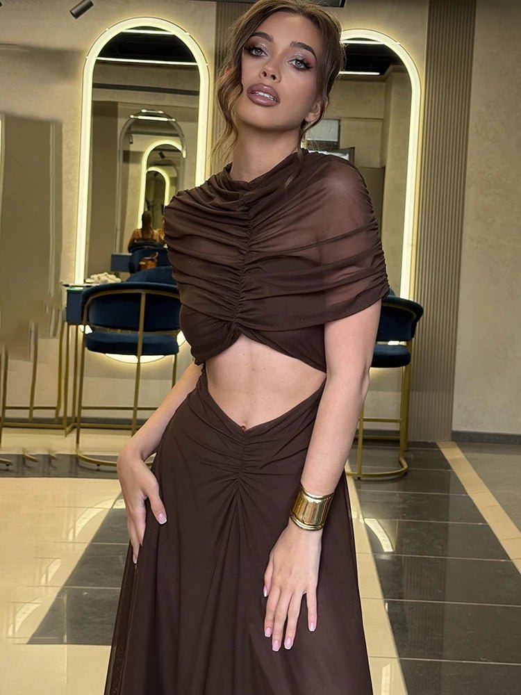 Ruched Cutout Bodycon Maxi Dress