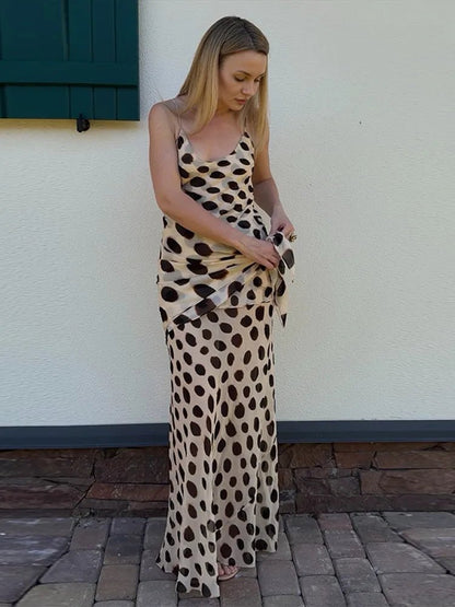 Robe nuisette imprimée sans manches avec foulard