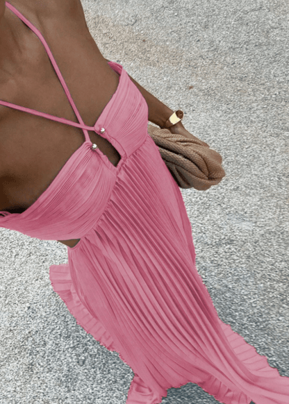 Amanda Neckholder plissiertes Maxikleid