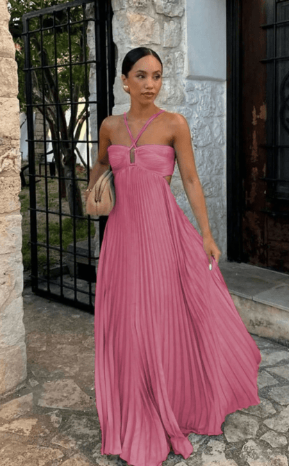 Amanda Neckholder plissiertes Maxikleid
