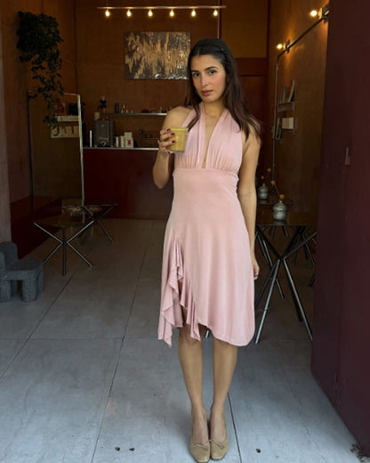 Elegant Backless Halter Mini Dress