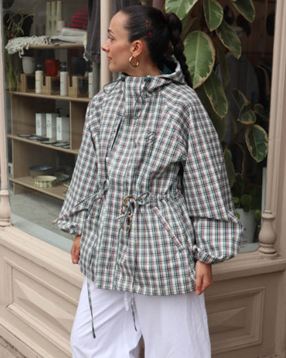 Retro Plaid Oversized Hooded Jacket