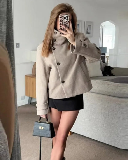 Stylish Stand Collar Jacket with Pockets