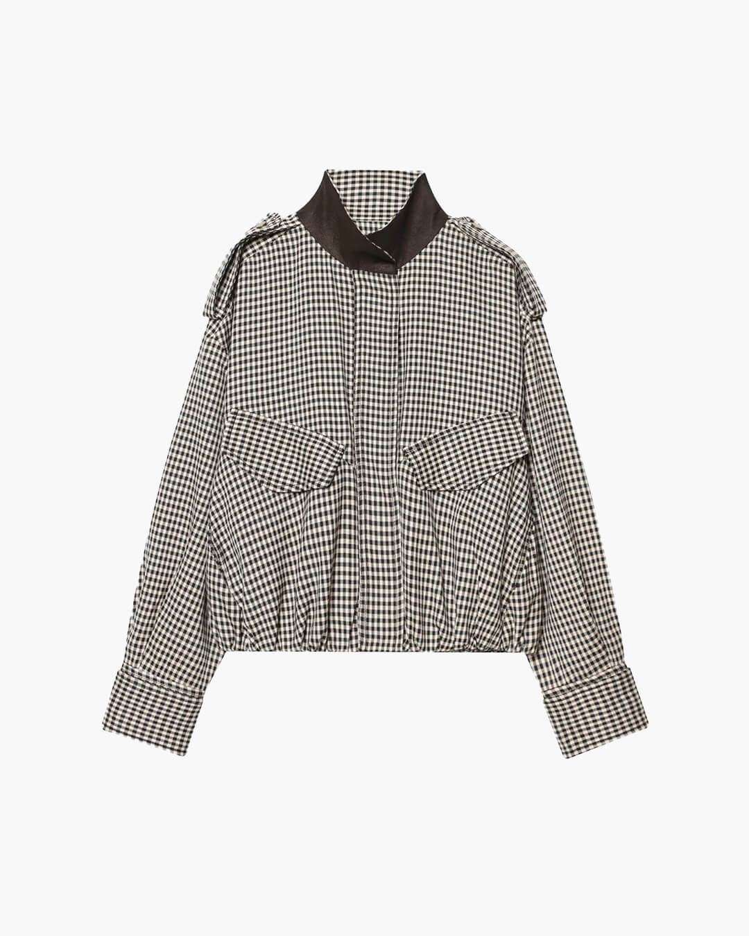 Stylische Stehkragen Karo-Bomberjacke