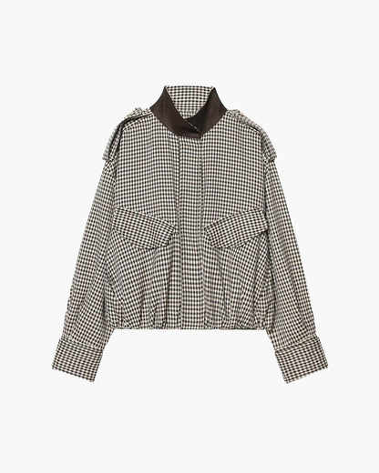Stylische Stehkragen Karo-Bomberjacke