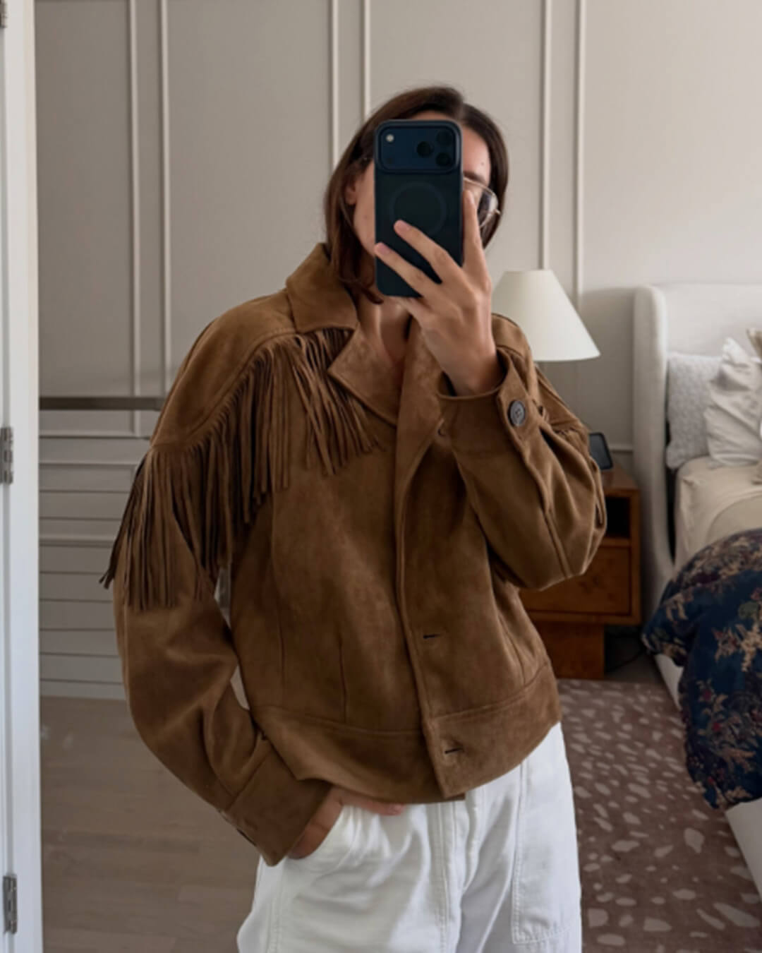 Faux Suede Fringe Western Jacket