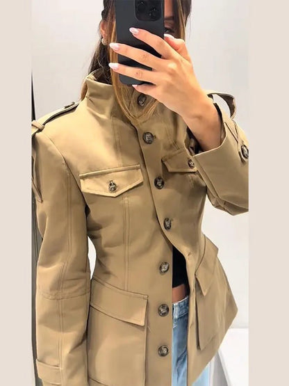 Tailored Stand Collar Utility Jacket