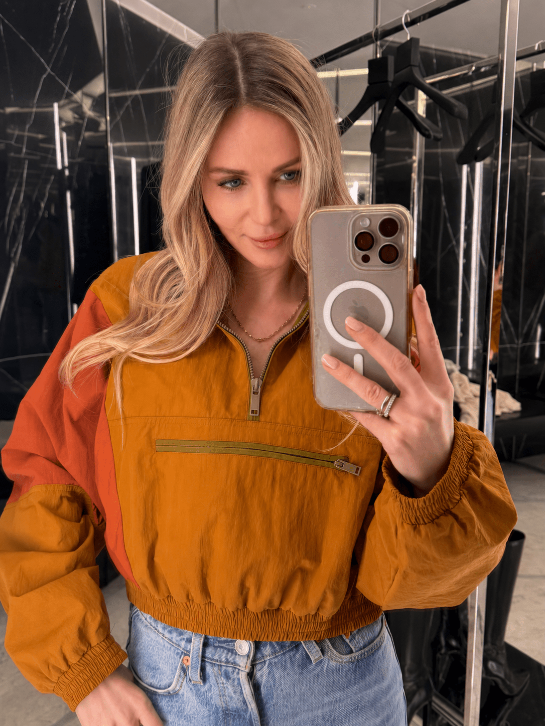 Kate giacca antivento mezza-zip colorblock