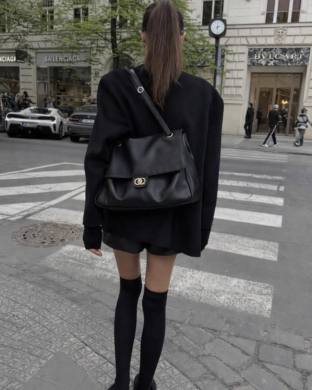 Elegant Buckle Flap Leather Shoulder Bag
