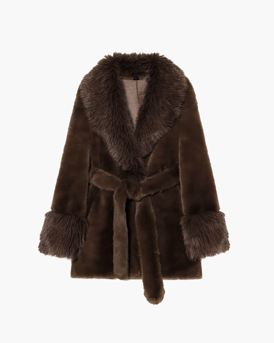 Manteau oversize ceinturé en fausse fourrure élégant