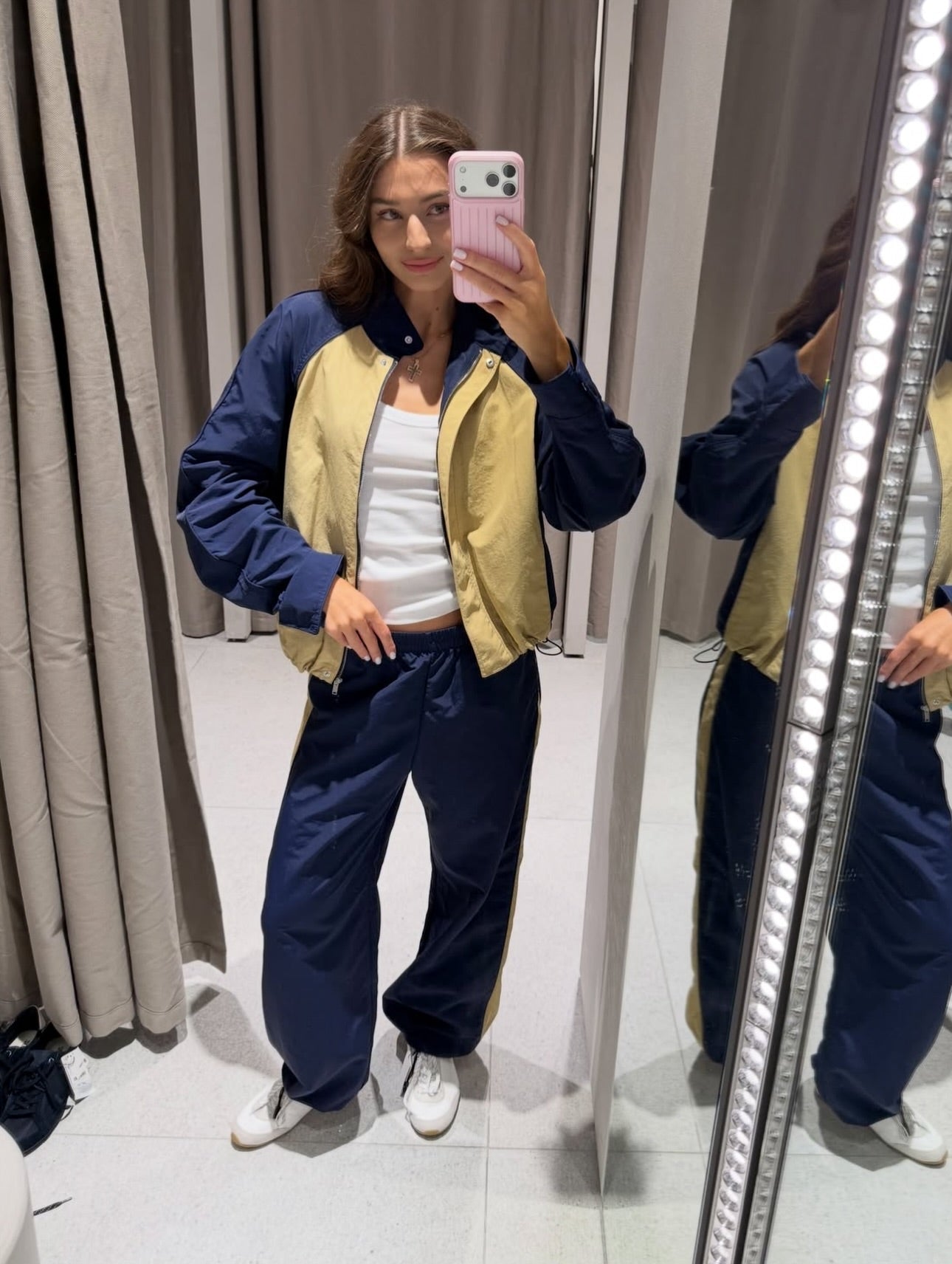 Patchwork High Neck Tracksuit Set