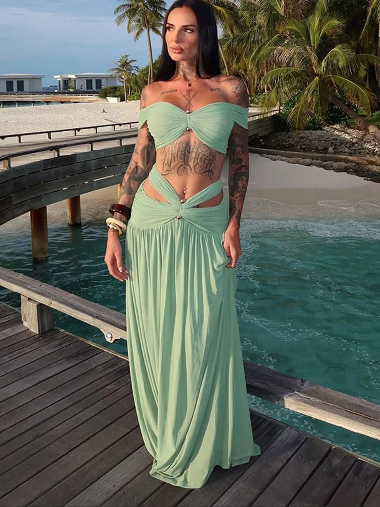 Natalie Halter Backless Two-Piece Beach Set