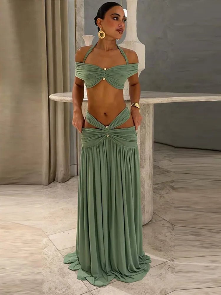 Natalie Halter Backless Two-Piece Beach Set