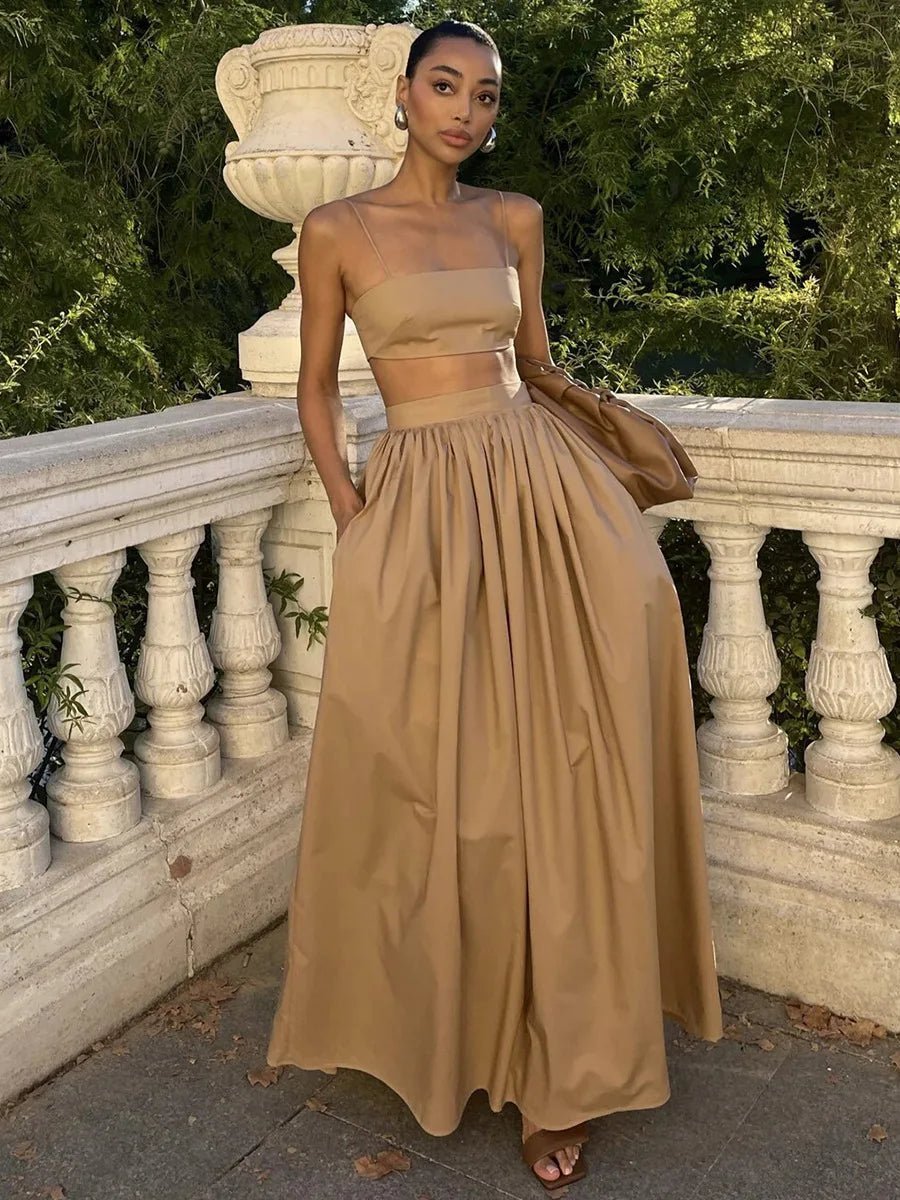 Set Due Pezzi Crop Top Senza Spalline