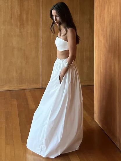Set Due Pezzi Crop Top Senza Spalline