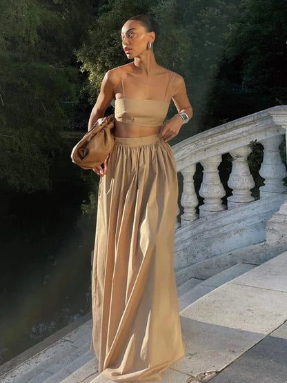 Set Due Pezzi Crop Top Senza Spalline