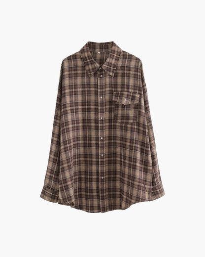Long Sleeve Oversized Plaid Shirt