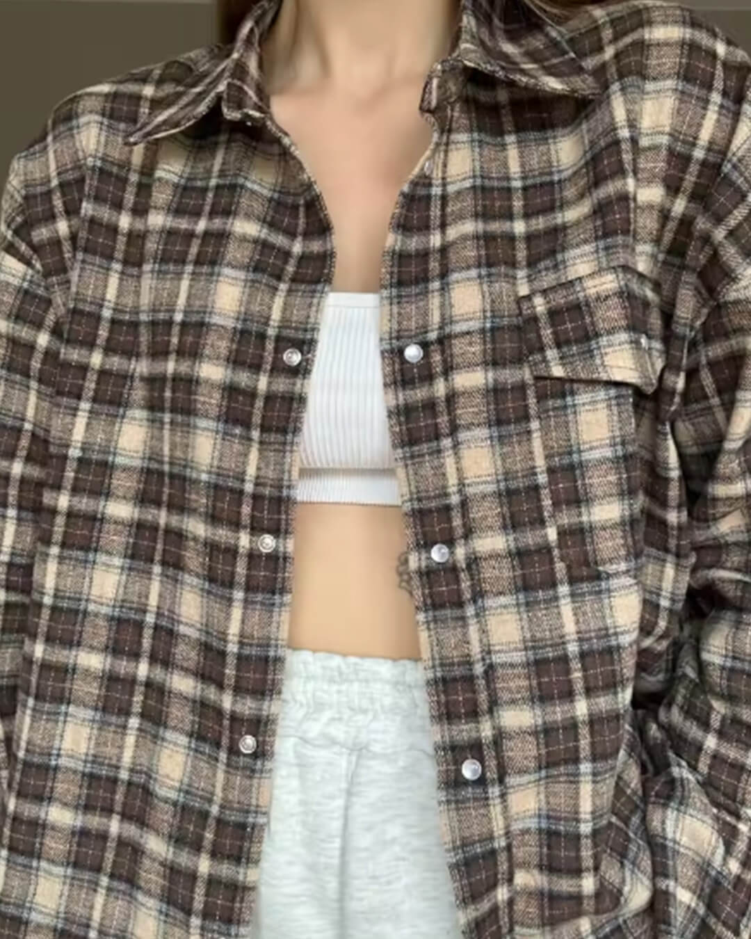 Long Sleeve Oversized Plaid Shirt