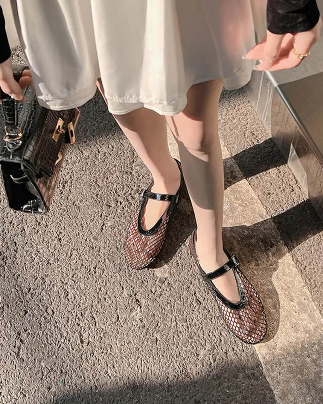 Luella Buckled Mesh Ballet Flats