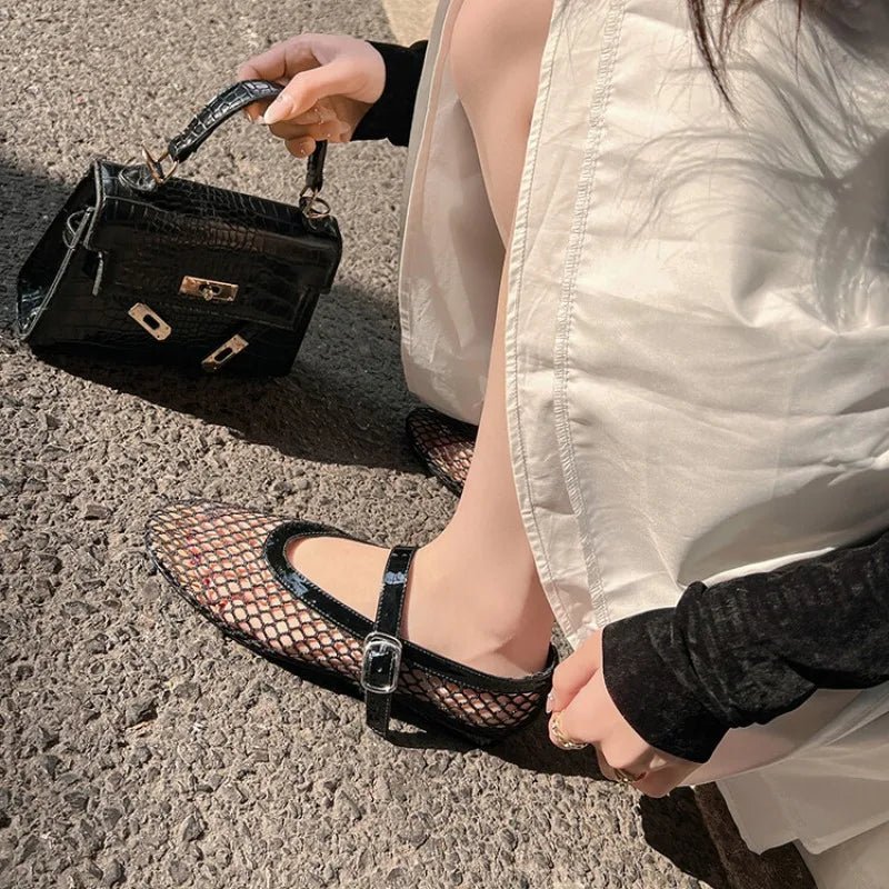 Luella Buckled Mesh Ballet Flats