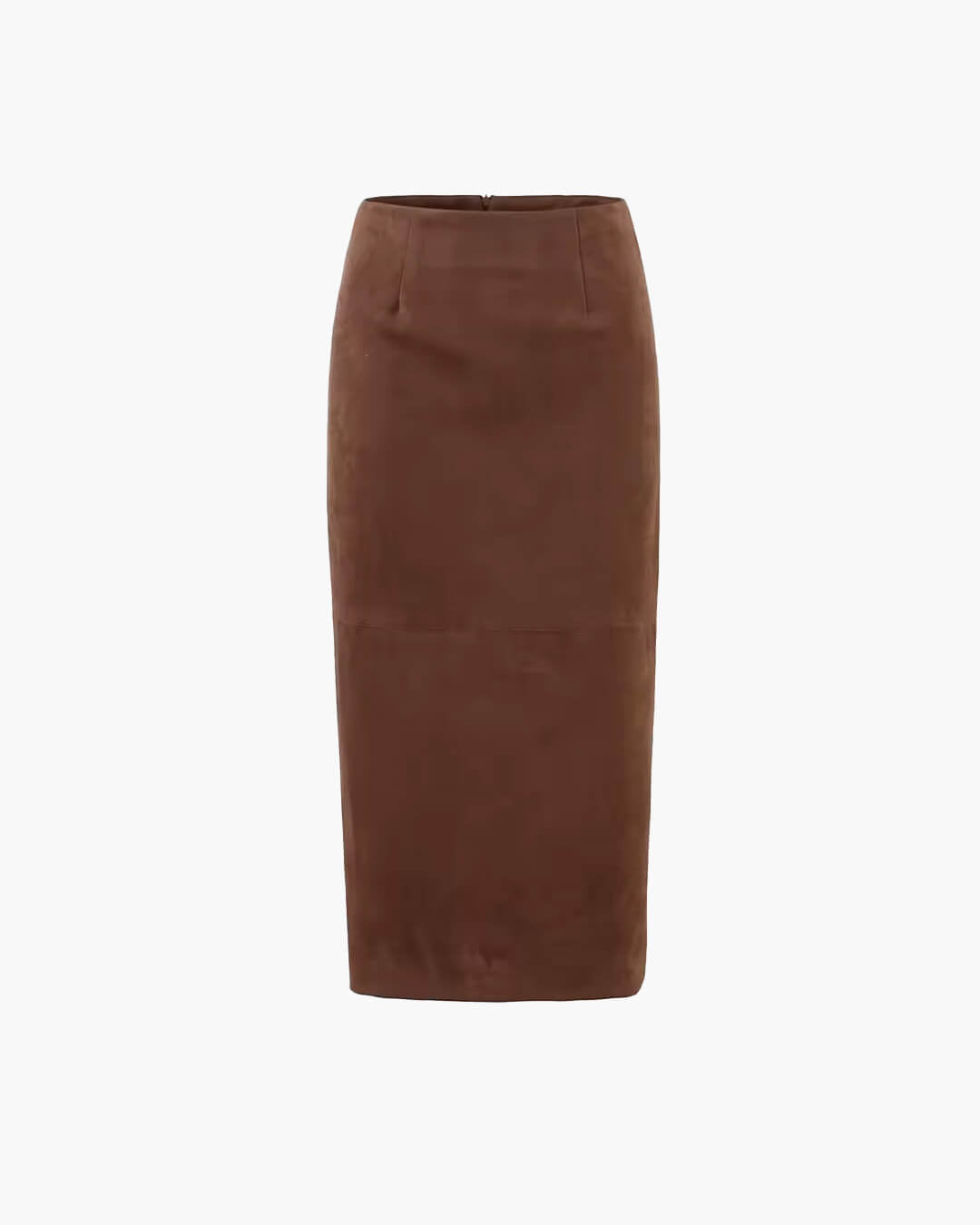 High-Waist Pencil Faux Suede Midi Skirt