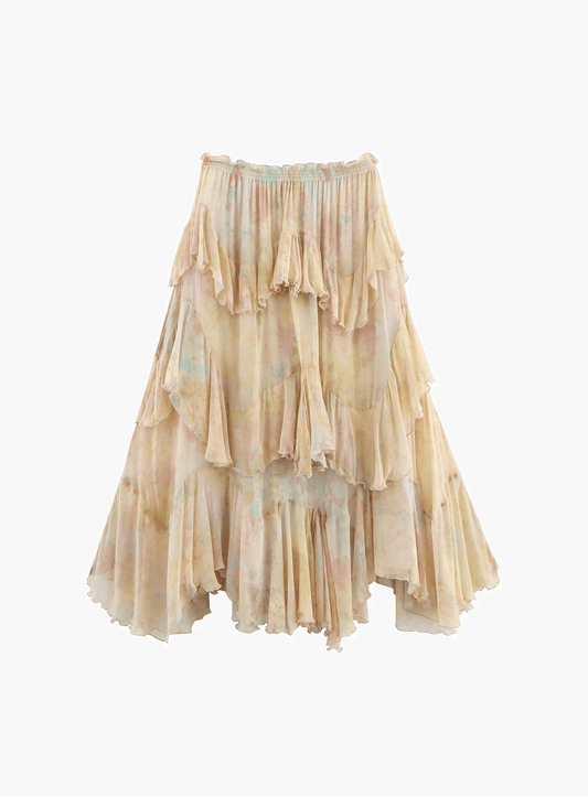 Helena mehrlagiger Volant Boho Maxirock