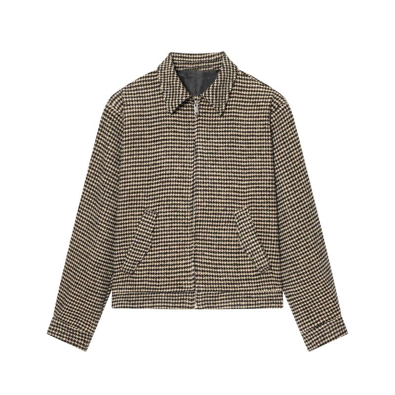 Elegant Houndstooth Padded Suit Set