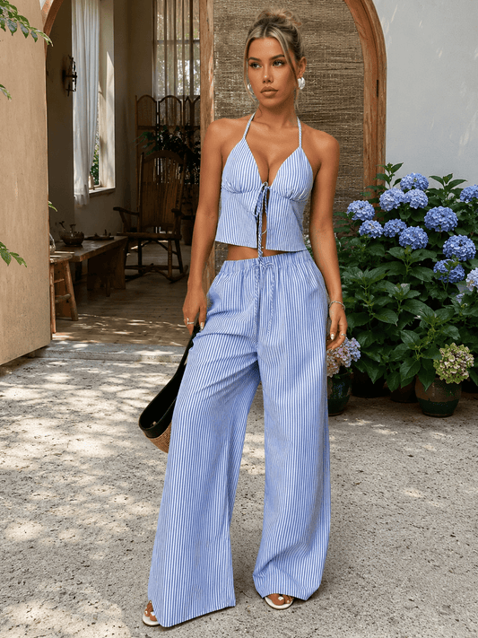 Emilia Completo Top Halter a Righe