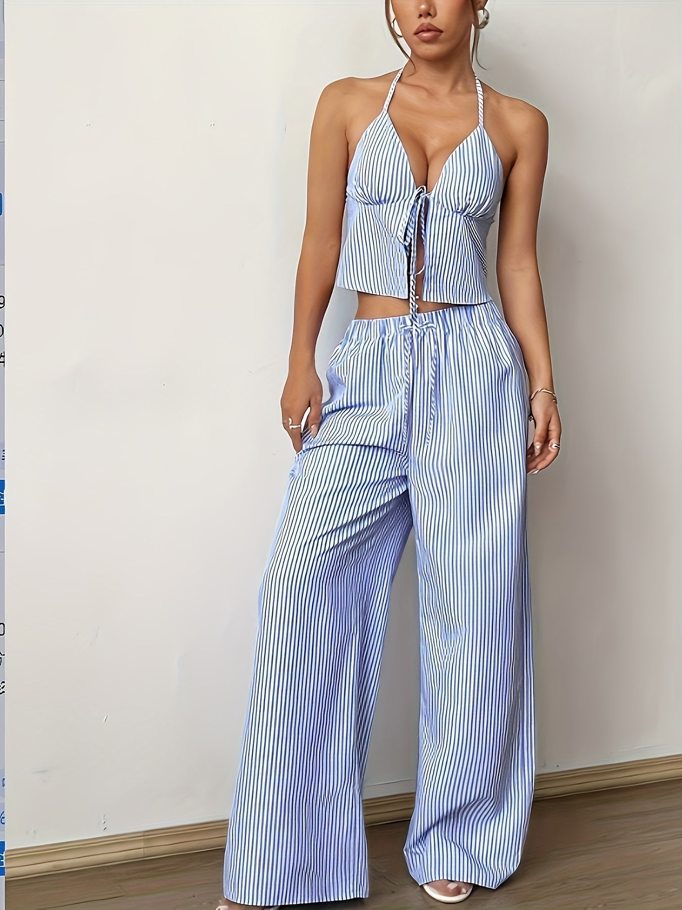 Emilia Completo Top Halter a Righe