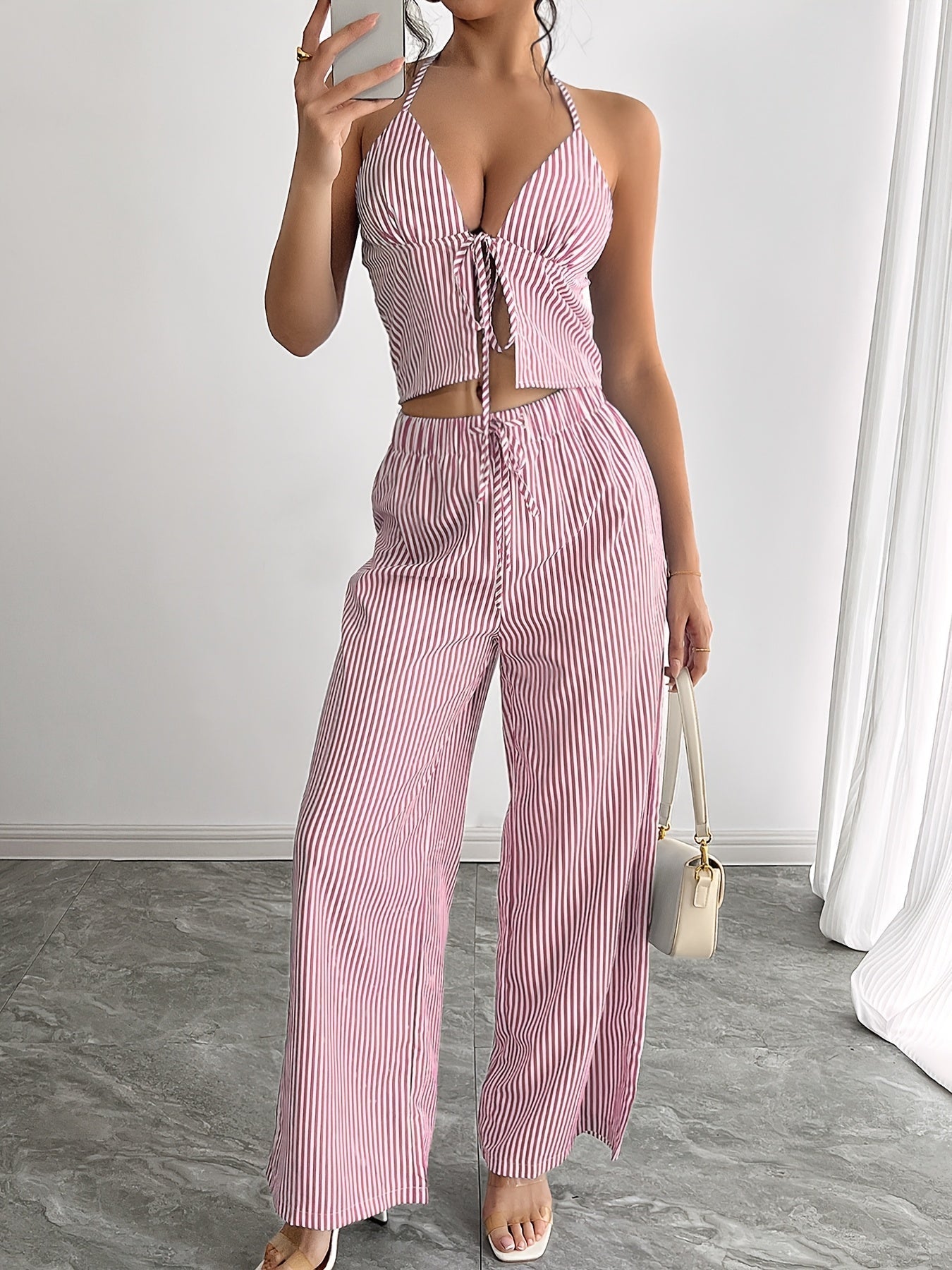 Emilia Completo Top Halter a Righe