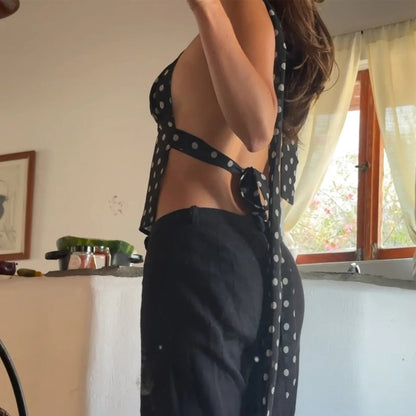 Chic Polka Dot Backless Cami Top
